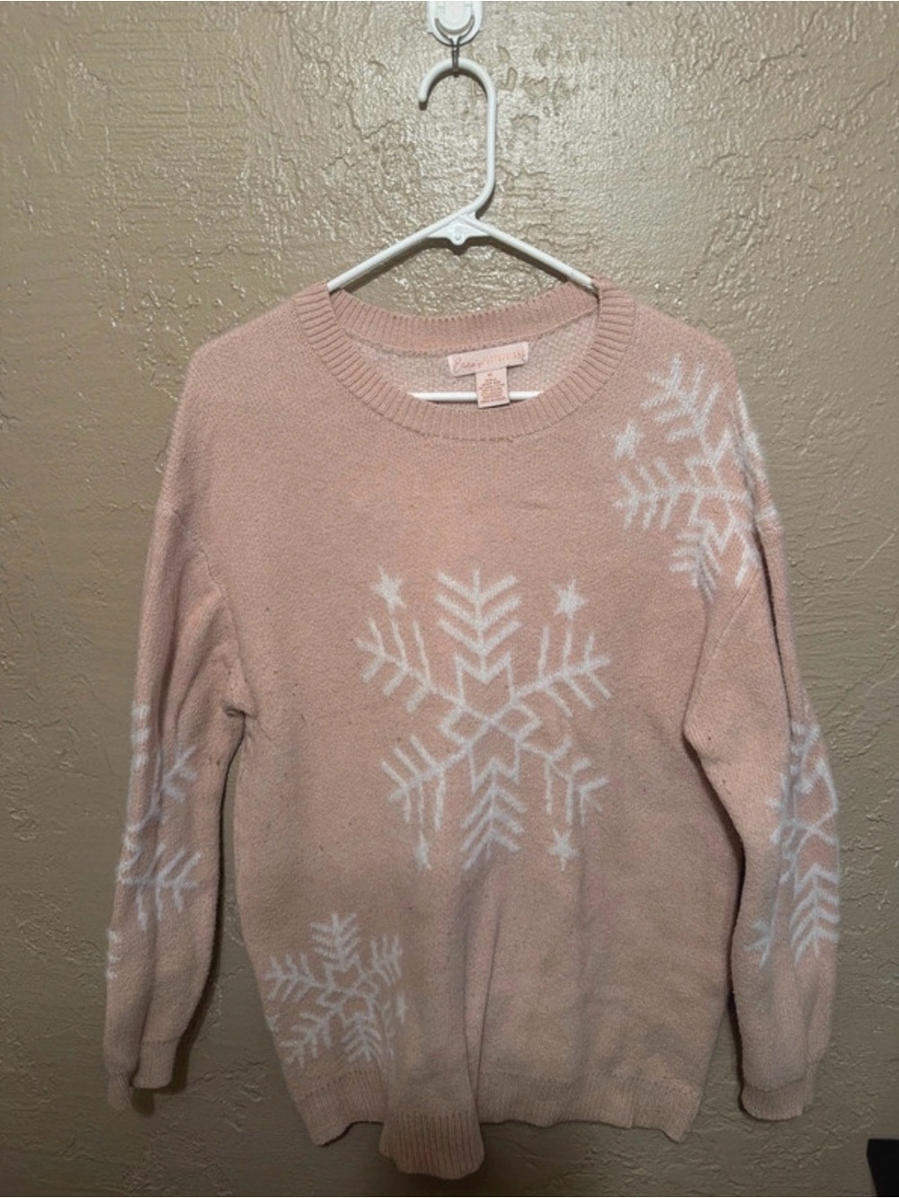 Cozy Pink Snowflake Crewneck Sweater